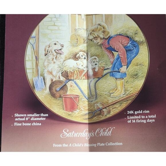A Child's Blessing Plate By Pam Cooper Royal Worcester Saturday's Child & COA - Picture 4 of 9